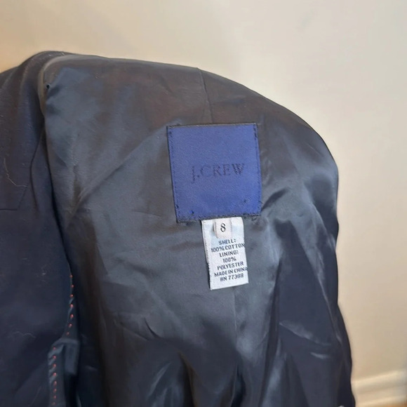 JCREW NAVY COTTON TWO BUTTON BLAZER VENTED BACK LINED FITTED DESIGN SIZE 8 - Picture 5 of 7